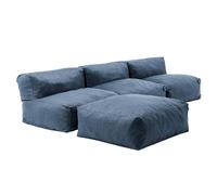 Oviala Canapé d'angle Fixe modulable 4 Places Bleu Pacific - Mixi