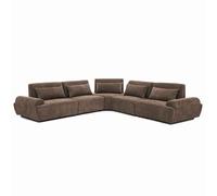 Oviala Canapé d'angle modulable 5 Places Dossier Ajustable 340 cm Chocolat - Callisto