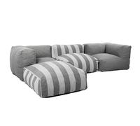 Oviala Canapé d'angle rayé de Jardin modulable 4 Places Gris - Mixi