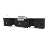 Oviala Cuisine d'extérieur Angle 5 éléments avec évier et Barbecue