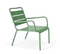 Oviala Fauteuil de Jardin Bas Relax Acier Vert Cactus - Palavas