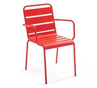 Oviala Fauteuil de Jardin en métal Rouge - Palavas