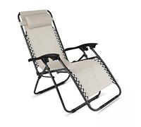 Oviala Fauteuil Relax de Jardin en Acier et textilène inclinable Taupe