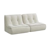 Oviala Lot de 2 fauteuils modulables compressés Velours côtelé 160x90 cm écru - Lizy