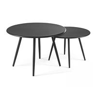 Oviala Lot de 2 Tables Basses de Jardin en Acier Anthracite - Palavas