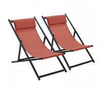 Oviala Lot de 2 transats en Aluminium Terracotta
