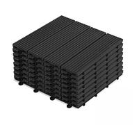 Oviala Lot de 8 Dalles clipsables en Bois synthétique Gris foncé