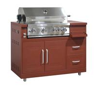 Oviala Meuble Barbecue gaz 4 brûleurs et rôtissoire Cuisine extérieure Brique