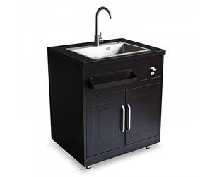 Oviala Meuble évier 2 Portes pour Cuisine extérieure Noir