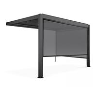 Oviala Pergola bioclimatique adossée Grise 3x4m et 2 Stores