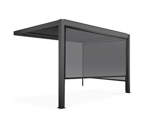 Oviala Pergola bioclimatique adossée Grise 3x4m et 2 Stores