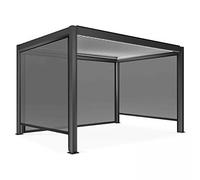 Oviala Pergola bioclimatique autoportée motorisée éclairée 3x4m et 3 Stores