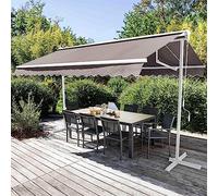 Oviala Store Double Pente avec Coffre 3 x 4 m en Aluminium Taupe