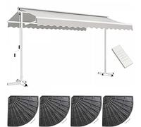 Oviala Store Mobile électrique 4x3m et 4 Dalles lestées Taupe
