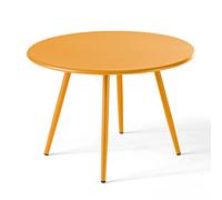 Oviala Table Basse de Jardin Ronde en métal Jaune 40 cm - Palavas