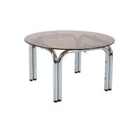 Oviala Table Basse en Verre trempé Ronde diam70 cm Marron