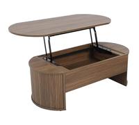 Oviala Table Basse Ovale avec Plateau relevable Effet Bois foncé