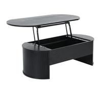 Oviala Table Basse Ovale avec Plateau relevable Effet Bois Noir
