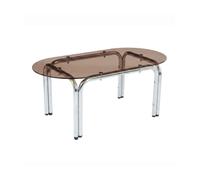 Oviala Table Basse Ovale en Verre trempé Marron
