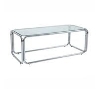 Oviala Table Basse rectangulaire L110 cm en métal et Verre trempé Transparent