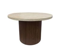 Table basse scandinave ronde 70 cm en bois foncé Vicky - Oviala