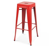 Oviala Tabouret de Bar en métal Rouge Mat
