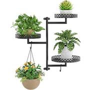 OVICAR Étagères de fenêtre rotatives pour plantes - Support mural d'intérieur pour plantes à 3 niveaux, étagère de fenêtre florale en métal pour plusieurs plantes avec crochets de suspension