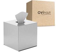 ovimar Boîte à mouchoirs carrés Svitringen | Acier Inoxydable | Argent | Distributeur Parfait de mouchoirs, de Serviettes en Papier ou de mouchoirs | en Forme de Cube pour Salle de Bain ou Cuisine