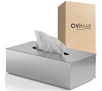 ovimar Boîte de mouchoirs Fornaes - en Acier Inoxydable élégant - Argenté - Distributeur de mouchoirs en Papier ou Distributeur de mouchoirs pour Salle de Bain, Cuisine ou Table à Manger