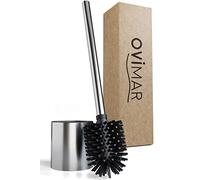 Ovimar Brosse de Toilette Trekroner Argenté | Autoportante en Acier Inoxydable | Silicone | Pour Salle de Bain et Invités | Avec Support