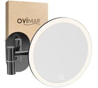 ovimar cosmétique Ringstind Gunmetal | avec éclairage | Rechargeable | Montage Mural sans perçage | dans la Salle de Bain | Miroir grossissant 5X | Miroir de Maquillage | Miroir à 360 degrés