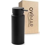 ovimar Distributeur de Savon Haja | Noir Mat | Acier Inoxydable | sur Pied sans percer | avec Ouverture Extra Large Facilement Rechargeable | pour la Salle de Bain ou la Cuisine