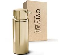 Ovimar Distributeur de Savon Solastranden | Or | Acier Inoxydable | Autonome sans perçage | Facile à remplir avec Une très Grande Ouverture | pour la Salle de Bain ou la Cuisine
