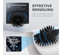 ovimar Garniture de WC sur pied 3 en 1 Tysnes en noir | Porte-brosse WC avec tête de brosse en silicone, porte-rouleau WC et support pour smartphone | Très peu encombrant | | Organisateur de salle de