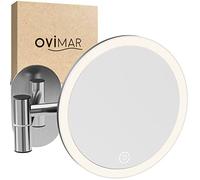 ovimar Miroir de maquillage Vorupor argenté avec lumières LED, tête de miroir magnétique et fabriqué pour coller au mur