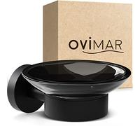 ovimar Porte-savon Nederlandsoya | avec support pour montage mural | acier inoxydable | noir | à percer | verre amovible pour la salle de bain ou la cuisine comme porte-savon pour le rangement