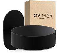 ovimar Porte-sèche-Cheveux Kvitoya | Acier Inoxydable | Noir Mat | avec Montage Mural sans percer | avec Rembourrage | à Coller | Support pour sèche-Cheveux dans la Salle de Bains
