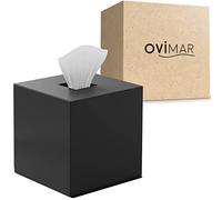 ovimar Teksmona Boîte à mouchoirs carrés en Acier Inoxydable Noir Mat Idéal pour Ranger des mouchoirs, des Serviettes en Papier ou des mouchoirs cosmétiques en Forme de Cube pour Salle de Bain