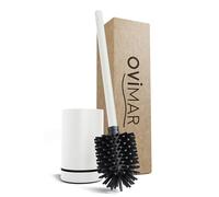 Ovimar Voss Brosse WC en silicone mat, Fonction d'aération, Tête de brosse inox remplaçable, Bac d'égouttement amovible