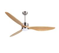 Ovlaim 165 CM Ventilateur de plafond intelligent en bois massif à 3 pales | avec lumière et télécommande,moteur DC silencieux à 6 vitesses pour sal