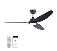Ovlaim Ventilateur de plafond avec moteur léger dc, 142 CM | éclairage LED dimmable, intelligent, ventilateur de plafond silencieux télécommandé, 3 ailes, noir
