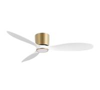 Ovlaim Ventilateur de Plafond Moderne 132cm à Profil Bas avec Lumière | et Télécommande, 3 Pales Réversibles, Moteur à Courant Continu Ultra Silencieux 6 Vitesses, Or Blanc