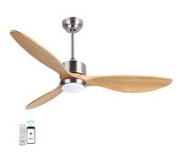 Ovlaim Ventilateur Plafond avec Lumiere LED, 132 CM Ventilateur Plafond | Silencieux avec Telecommande et Moteur CC, Plafonnier Ventilateur avec 3 Bois Pales Réversibles pour été hiver, Bois Naturel