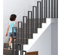 OVLRIJP Garde Corps Escalier en U, Rampe Escalier, Garde Corps Intérieur, Main Courante Métal pour Grenier, Couloir, Jardin, Intérieur et Extérieur (95cm, Noir)
