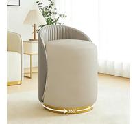 OVLRIJP Tabouret de coiffeuse avec housse en cuir et cadre en bois - Pivotant à 360° - Pour salon, chambre à coucher - Gris/cuir