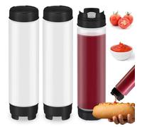 OVNSHVN Bouteilles à presser en plastique inversées de 16 oz pour sauces pointe rechargeable grand distributeur de valve