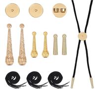 OVNSHVN Pack de Cordon en Nylon 3 Brins Bolo Tie Tip Tip Finding Kit, Sliver Remplacement Bustle Cord End 3pcs Round Slides A