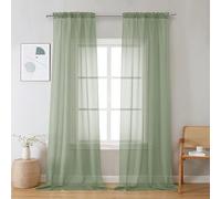 OVZME Lot de 2 Rideaux en Voile léger et aéré pour Chambre à Coucher, Ferme, Porte de terrasse, Salon, Chambre à Coucher, Salle à Manger, Vert Sauge, 106,7 x 243,8 cm (l x L), 1 Paire