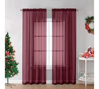 OVZME Lot de 2 Rideaux en Voile Transparent de 213,4 cm de Long, Panneaux légers et Doux pour Chambre Principale/Salon, 2 Panneaux = 213,4 cm de Large, chacun 106,7 x 213,4 cm (l x L), Bordeaux