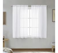 OVZME Lot de 2 Rideaux Transparents Blancs de 114 cm de Long avec Passe-Tringle pour Petites fenêtres, 106,7 x 114,3 cm chacun.